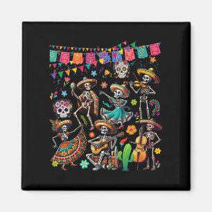 Imã Womens Dancing Group Floral Skeletons México Dia