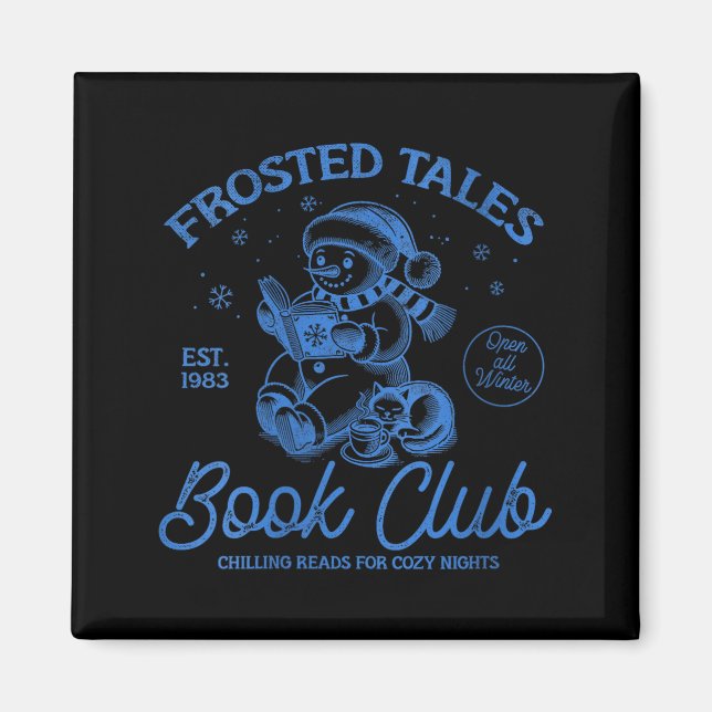 Imã Womens Funny Christmas Snowman Frosted Tales Book  (Frente)