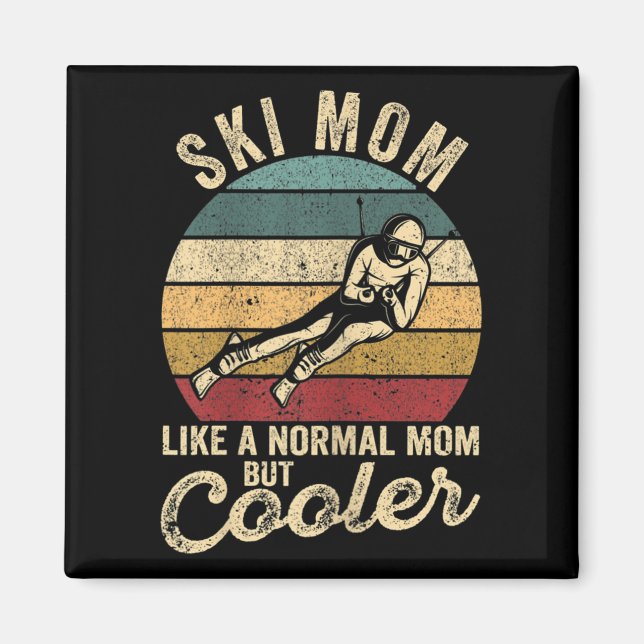 Imã Womens Funny Skiing Mum Skier Mothers Day Winter S (Frente)
