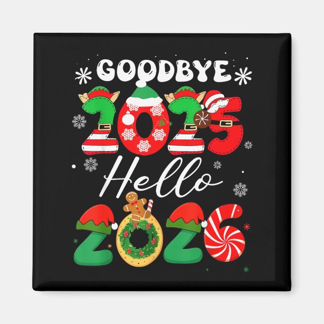 Imã Womens Goodbye 2025 Hello 2026 Christmas Matching  (Frente)