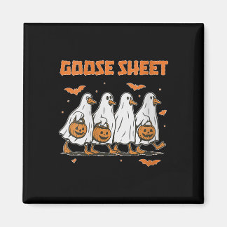 Imã Womens Halloween Fall Goose Sheet Ghost Floral Aut