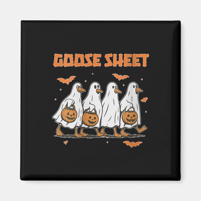 Imã Womens Halloween Fall Goose Sheet Ghost Floral Aut (Frente)