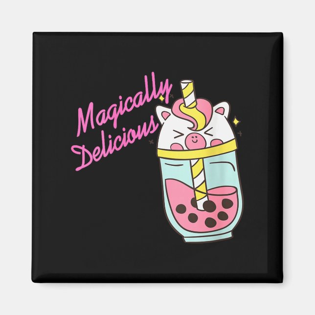 Imã Womens Magically Delicious Unicorn Boba Kawaii Bub (Frente)