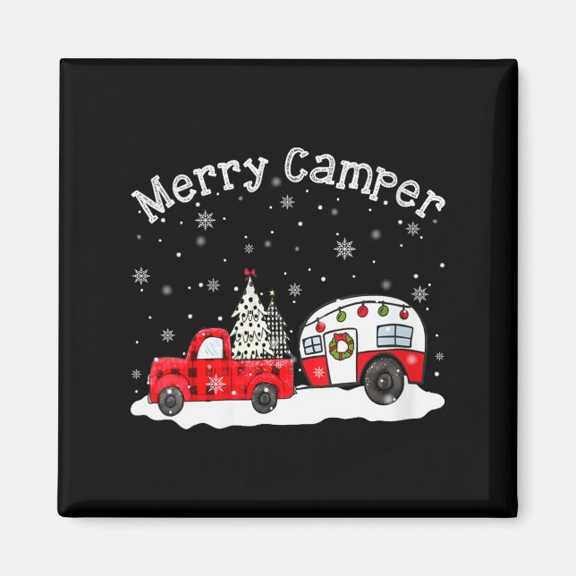 Imã Womens Merry Camper Christmas Santa Claus Camng Re (Frente)