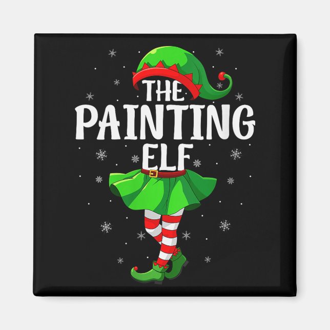 Imã Womens Painting Elf Christmas Girls Women Elf Squa (Frente)