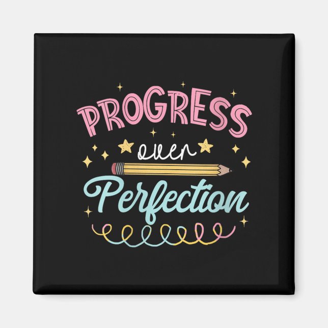 Imã Womens Progress Over Perfection Motivational Teach (Frente)