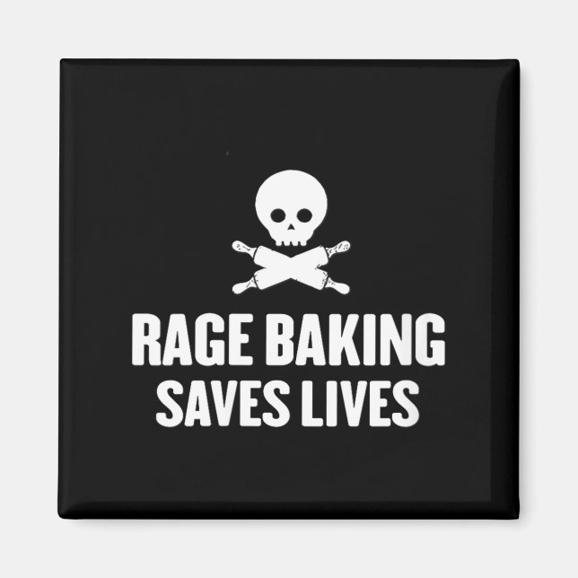 Imã Womens Rage Baking Saves Live Skull Funny Baker Co (Frente)