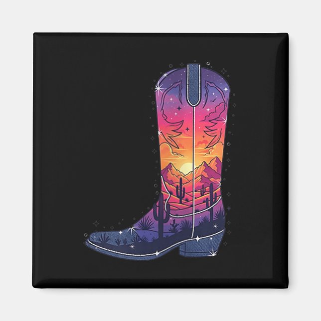 Imã Womens Sky Cowgirl Boot Desert Sunset Dreamers Boh (Frente)