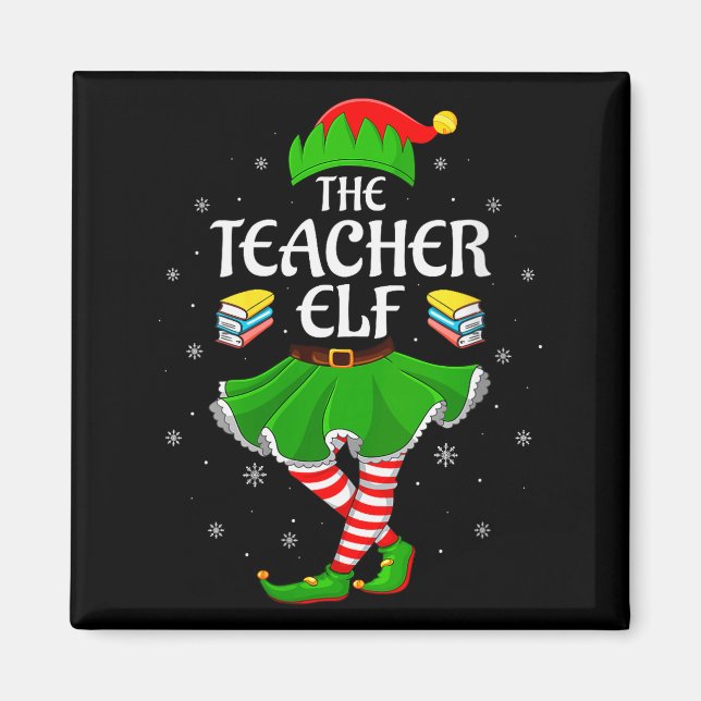 Imã Womens Teacher Elf Christmas Family Girls Women El (Frente)