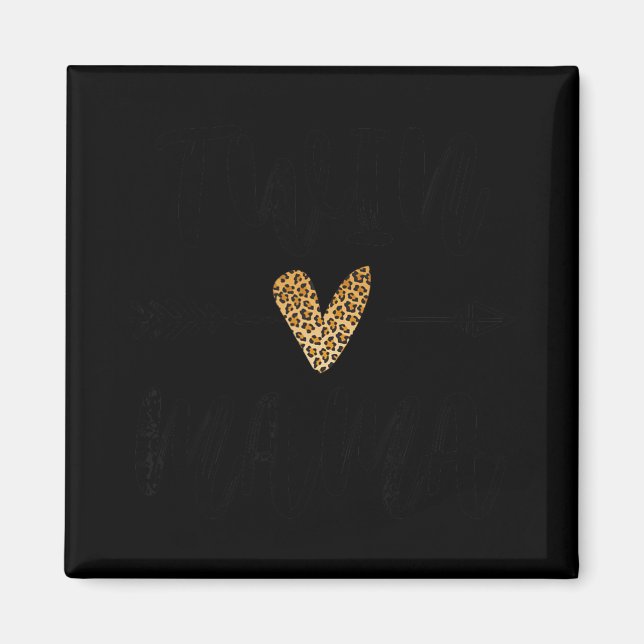 Imã Womens Twin Mama Mothers Day Funny Leopard New Mom (Frente)