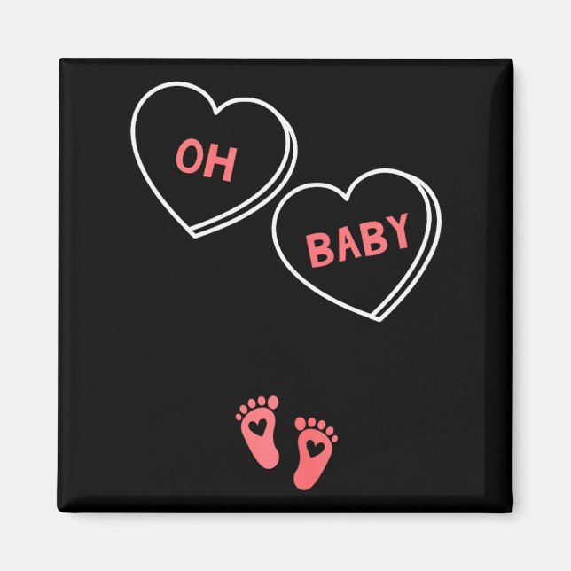 Imã Womens Valentines Day Pregnancy Announcement Shirt (Frente)