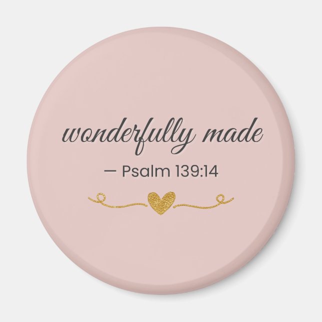 Imã Wonderfully Made – Psalm 139:14 Pink Magnet (Frente)