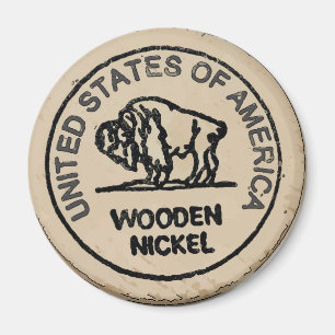 Imã Wooden Buffalo Nickle, adicione seu nome