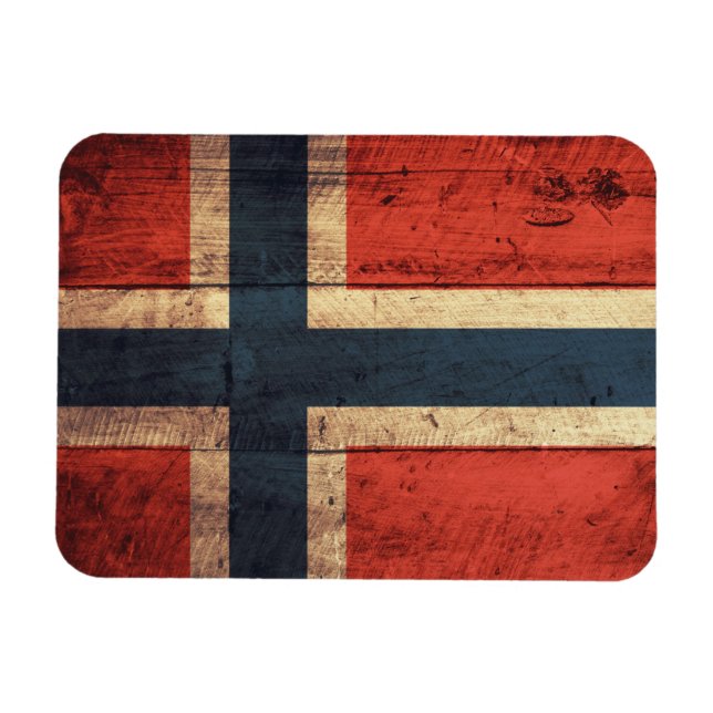 Ímã Wooden Norway Flag (Horizontal)