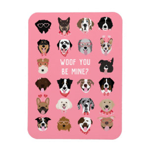 Ímã Woof You Be Mine Dog Face Patterno