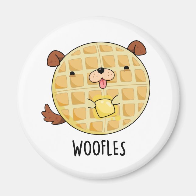 Imã Woofles Funny Doggy Waffle Pun (Frente)
