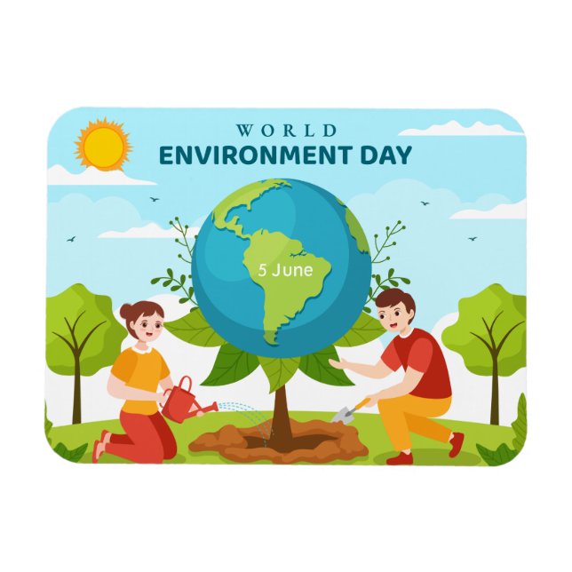 Ímã World Environment Day Tree Planting (Horizontal)