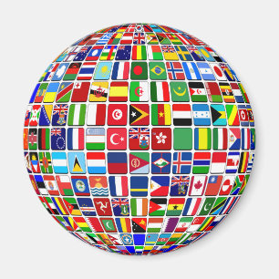 Imã World Flags Globe, Internacional,