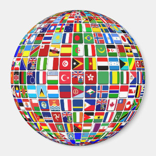 Imã World Flags Globe, Internacional,