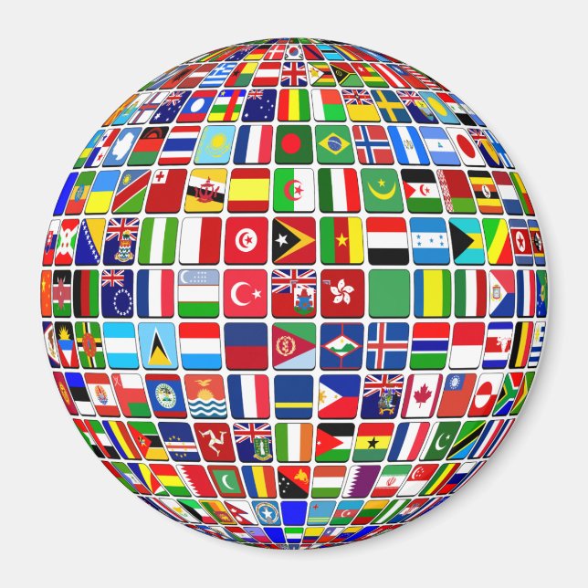 Imã World Flags Globe, Internacional, (Frente)