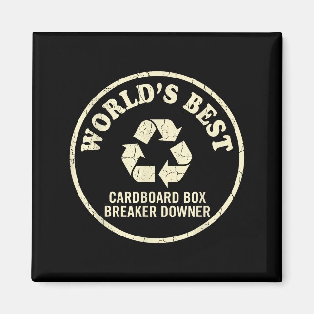 Imã World’s Cardboard Box Breaker Funny Recycling Hero (Frente)