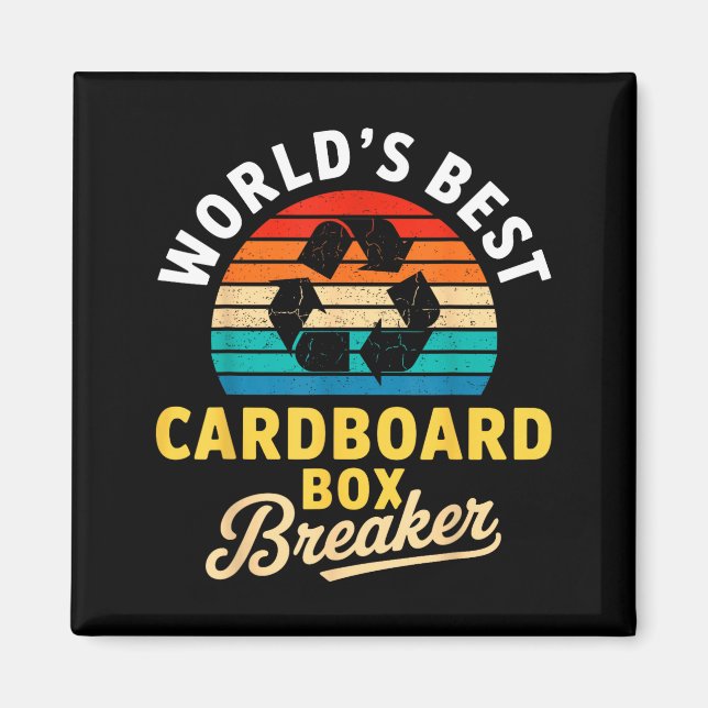 Imã World’s Cardboard Box Breaker Funny Recycling Hero (Frente)