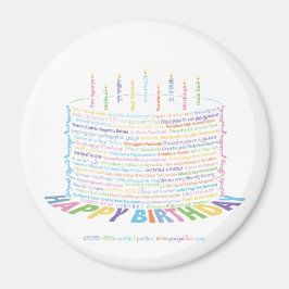 Imã World Word Birthday Cake Magnet