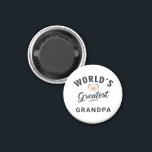 Imã World's Greatest Grandpa Typography Funny Cute<br><div class="desc">"World's Greatest Grandpa" with kawaii cute grandpa illustration. Makes a great gift for grandpa on Father's Day,  birthday,  or just because. Designed and illustrated with love by Kristine Lee Designs www.kristineleedesigns.com</div>
