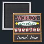 Imã World's Greatest Teacher | Personalize<br><div class="desc">School Teacher Magnet ready for you to personalize. ✔NOTE: ONLY CHANGE THE TEMPLATE AREAS NEEDED! 😀 If needed, you can remove the text and start fresh adding whatever text and font you like. 📌If you need further customization, please click the "Click to Customize further" or "Customize or Edit Design" button...</div>