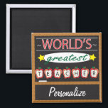 Imã *World's Greatest Teacher | Personalize<br><div class="desc">School Teacher Magnet ready for you to personalize. ✔NOTE: ONLY CHANGE THE TEMPLATE AREAS NEEDED! 😀 If needed, you can remove some of the text and start fresh adding whatever text and font you like. 📌If you need further customization, please click the "Click to Customize further" or "Customize or Edit...</div>