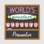 Imã *World's Greatest Teacher | Personalize<br><div class="desc">School Teacher Magnet ready for you to personalize. ✔NOTE: ONLY CHANGE THE TEMPLATE AREAS NEEDED! 😀 If needed, you can remove some of the text and start fresh adding whatever text and font you like. 📌If you need further customization, please click the "Click to Customize further" or "Customize or Edit...</div>