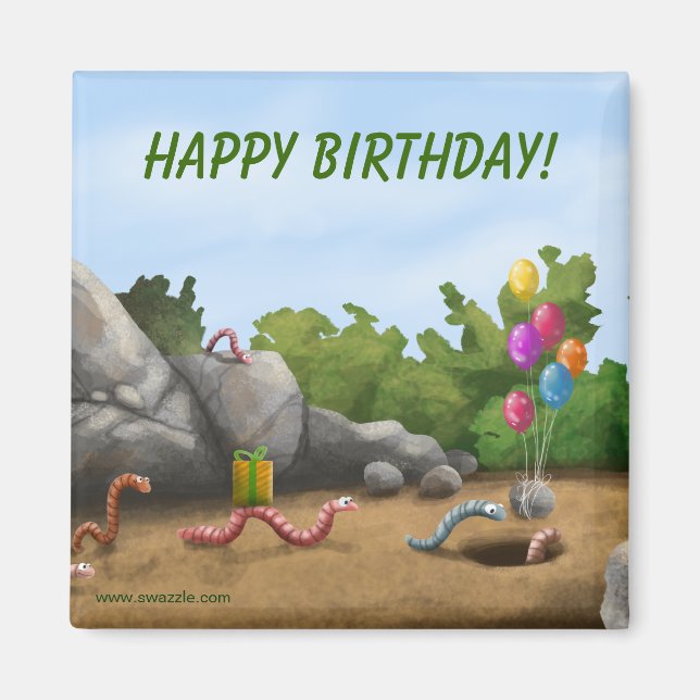 Imã Worm Birthday Magnet (Frente)