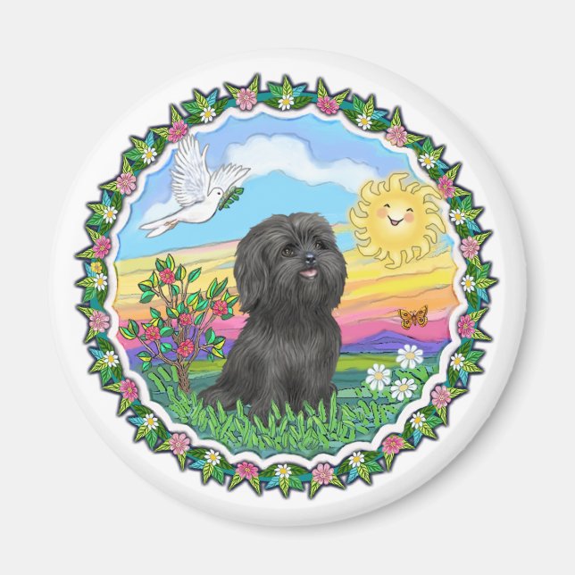 Imã Wreath - Black Shih Tzu (Frente)