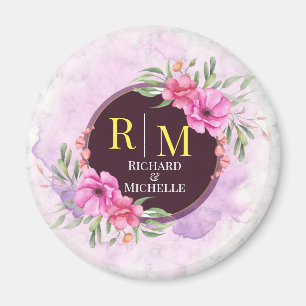 Imã Wreath Floral - Letra inicial Monograma - Nome Mar