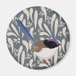 Imã Wren de fada azul, preta e púrpura