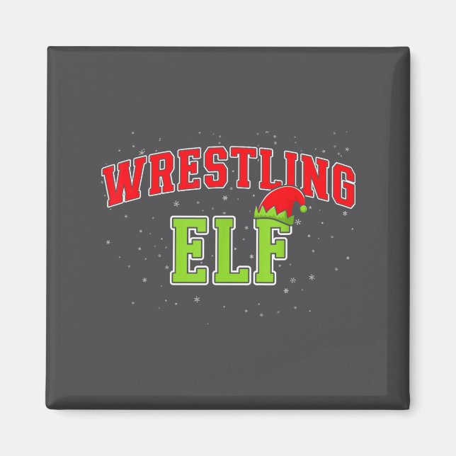 Imã Wrestling Elf Christmas Family Matching Group Xmas (Frente)
