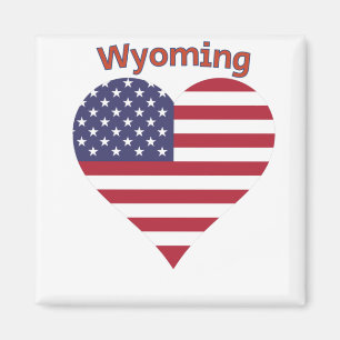Imã Wyoming American Flag Heart