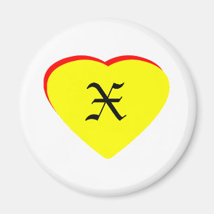 Imã "X" Coração Amarelo Convite de Casamento Vermelho