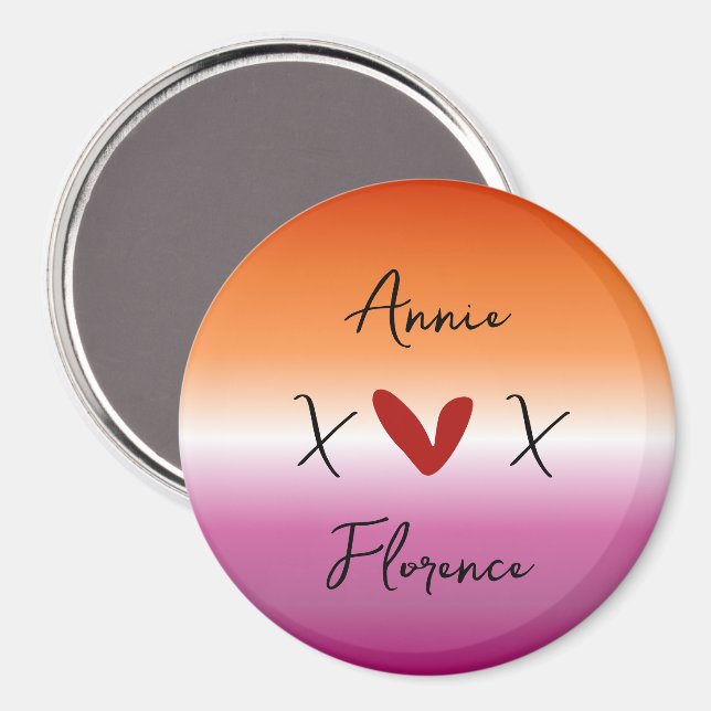 Imã X Love X Sunset Lesbian Flag Magnet (Front/Back)