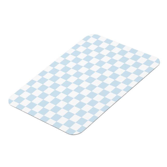 Ímã Xadrez Azul Pastel e Branco (Left Side)