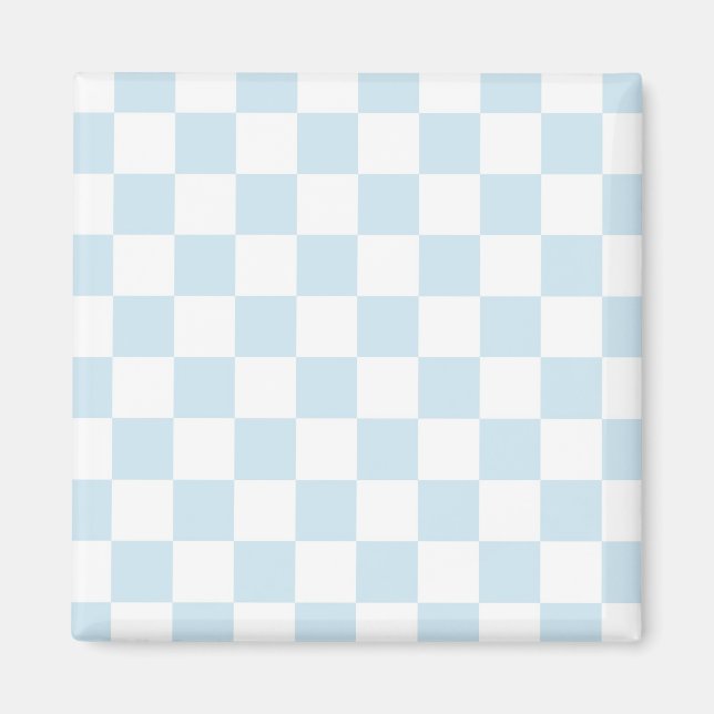 Imã Xadrez Azul Pastel e Branco (Frente)