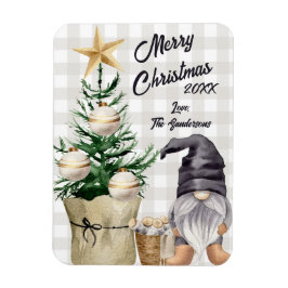 Ímã Xadrez de Gnomo de Aquarela de Natal Personalizado