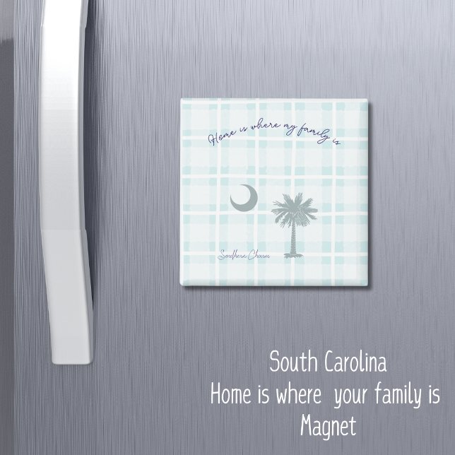 Imã Xadrez do Sul da Carolina Magnet (Home is where my family is 
South Carolina Magnet. )