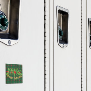 Imã Xadrez Verde de Natal com Wreath