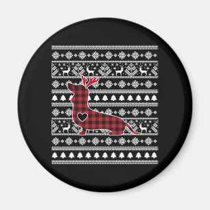 Imã Xadrez Vermelha Buffalo Dachshund Dog Natal