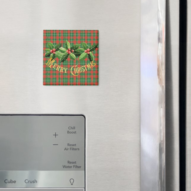 Imã Xadrez Vermelha Natal Verde Com Fúria (In Situ (Fridge))
