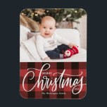 Ímã Xadrez Vermelha Russa Foto Feliz de Natal<br><div class="desc">Feliz Natal! Traga um pouco de alegria de férias para sua casa com nosso Magnet de Natal personalizável! Perfeito para mostrar memórias queridas, este ímã permite que você personalize com sua foto festiva favorita, fazer uma adição única ao seu decoro de férias. Um presente ideal para a família e os...</div>