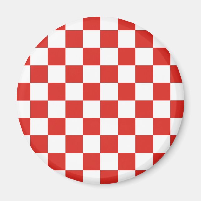 Imã xadrez vermelho branco (Frente)