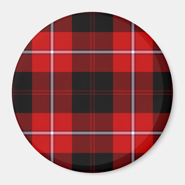 Imã Xadrez Vermelho e Preto Cunningham Tartan (Frente)