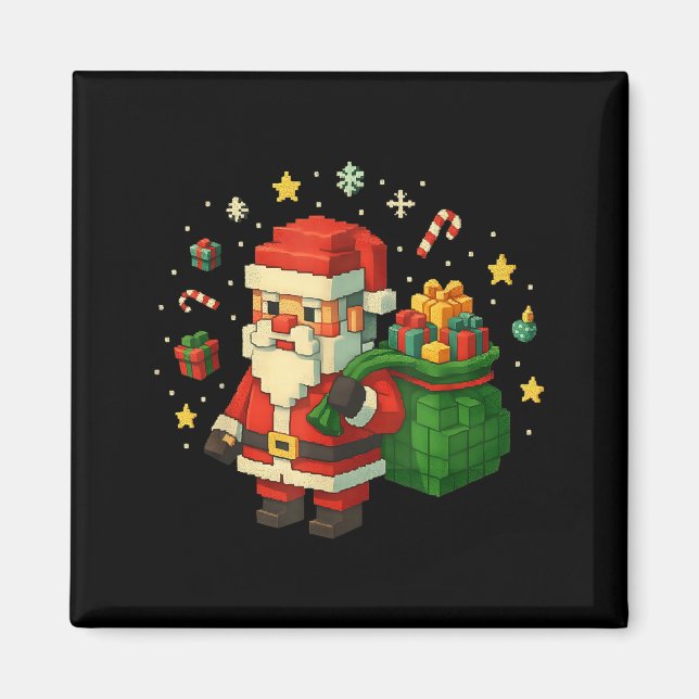 Imã Xel Santa Claus With Retro Gamer Christmas  (Frente)
